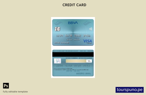 listo para imprimir plantilla de tarjeta clásica visa bancaria Venezuela BBVA